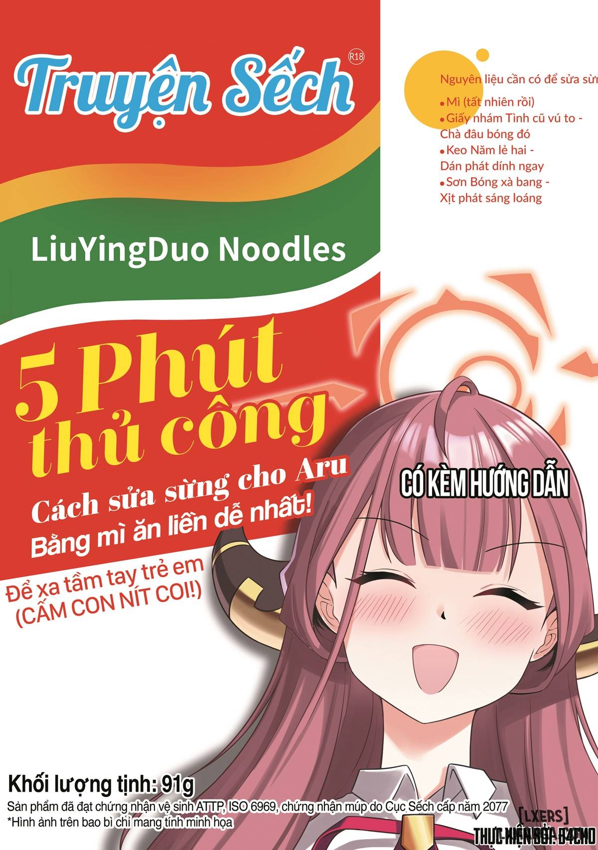 5 Phút thủ công-Cách để sửa sừng cho Aru bằng mì tôm!